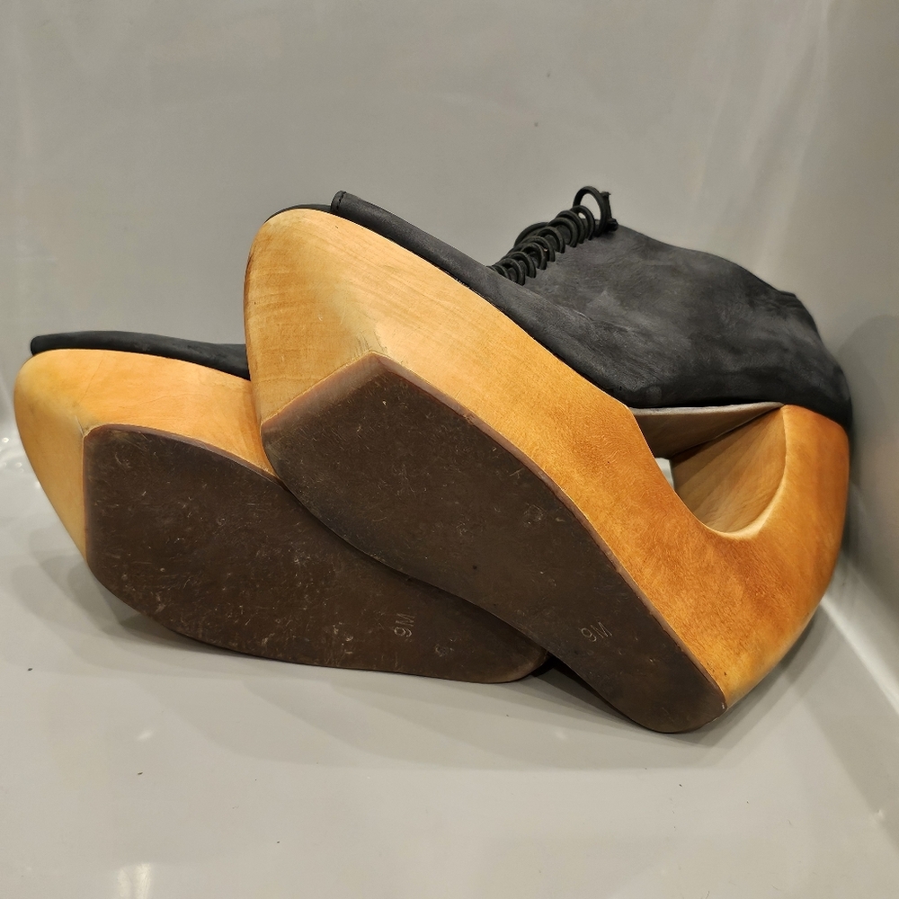 Jeffrey Campbell Leather Lace Up Platform Wedges - Picture 14 of 16